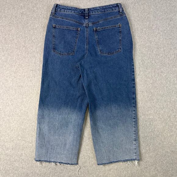 Talbots Ombre Jeans WMN 8 Wide Leg Cropped Gradient Denim Raw Hem Crop High Rise - Picture 3 of 10